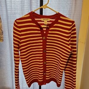 Nine West Red and White Striped Women's Cardigan